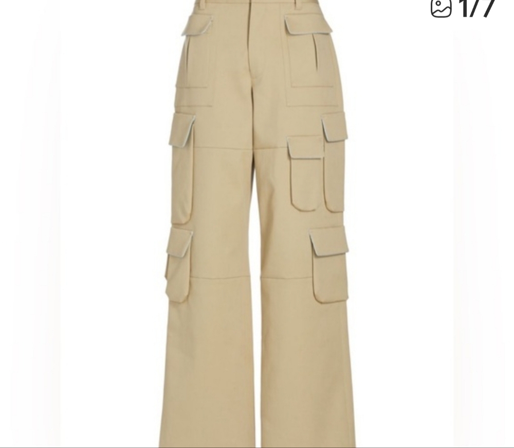 NWT Versace Authentic Cargo Pants Beige Utility High Rise Straight Leg 32/34